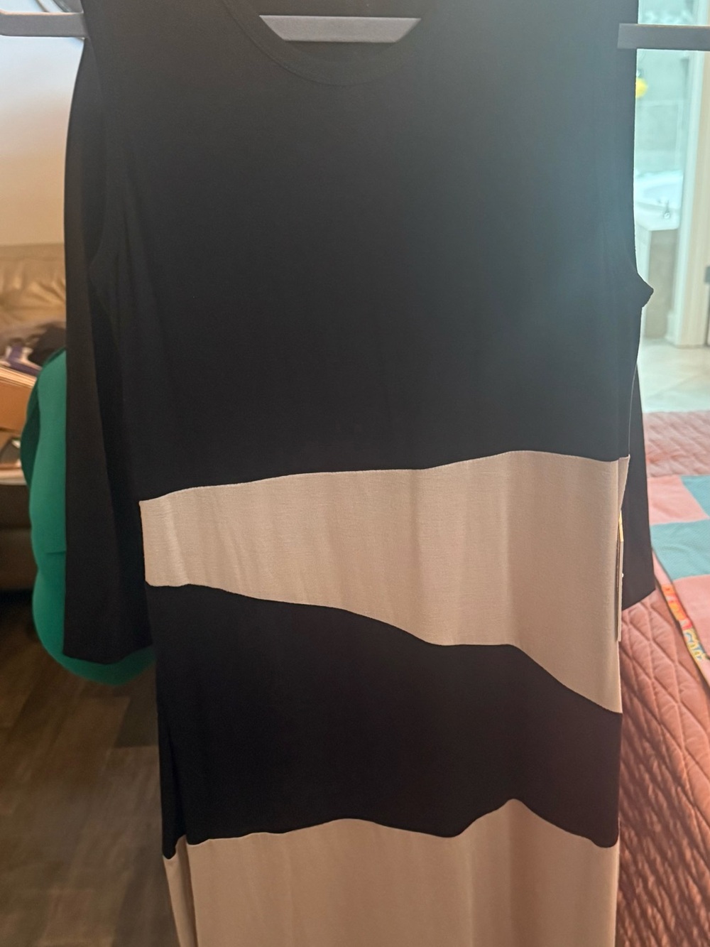 Calvin Klein Black and Tan Colorblock Sleeveless Dress